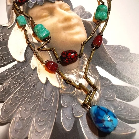 RARE Antique Venetian BORO Glass Necklace - Picture 8 of 9